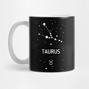 Taurus Zodiac Sign Constellation (White Print) Mug